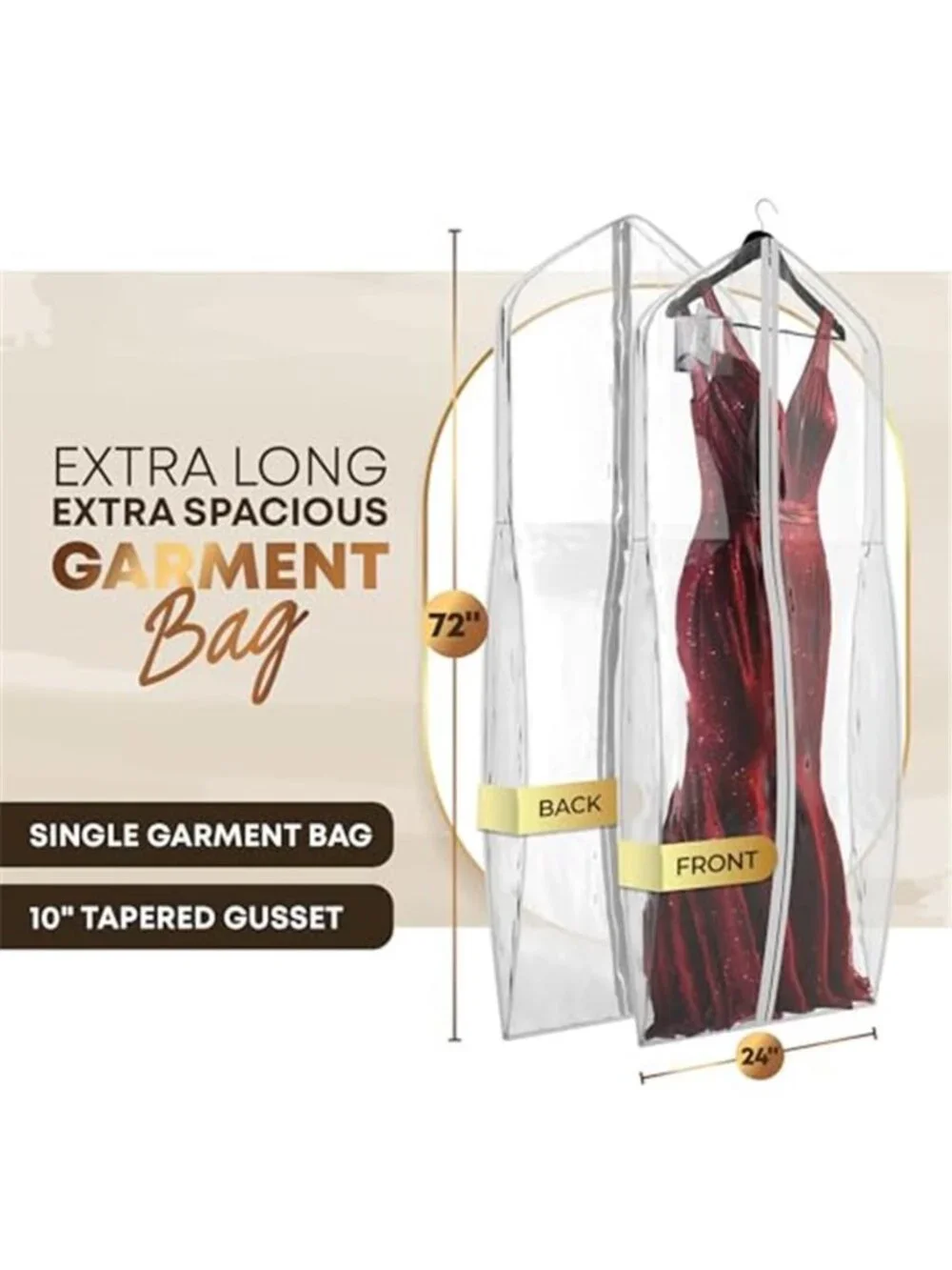 Wedding Dress Garment Bag Gown Storage Cover Travel Water Resistant 10 in Gusset